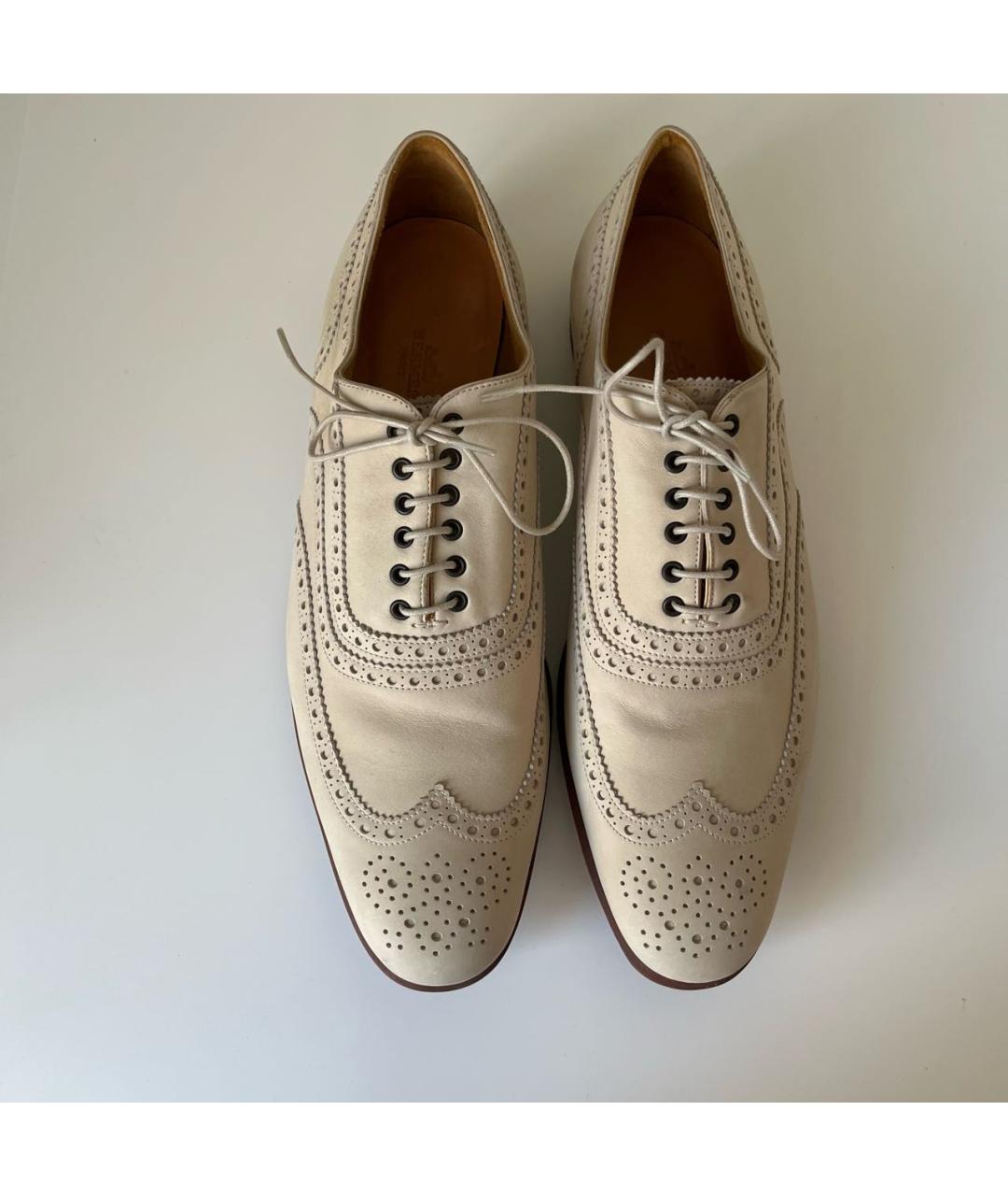 HERMES Бежевые нубуковые туфли, фото 3