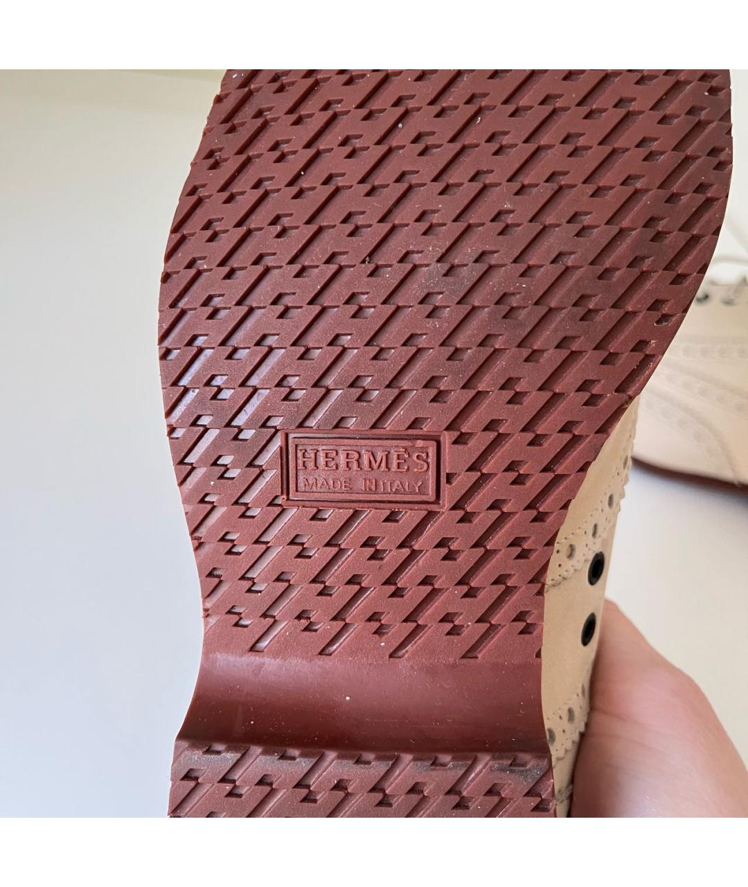 HERMES Бежевые нубуковые туфли, фото 5