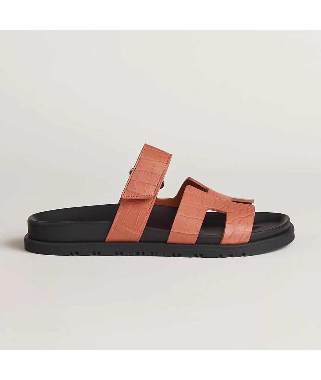 HERMES Коралловые сандалии из экзотической кожи, фото 4