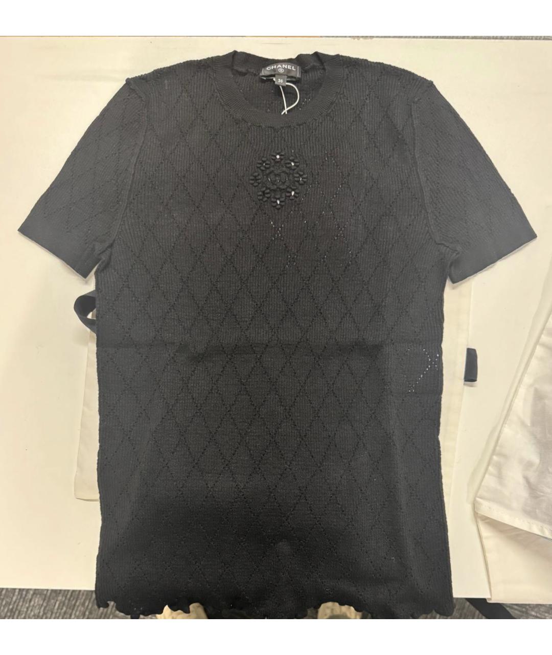 CHANEL Черная льняная футболка, фото 3