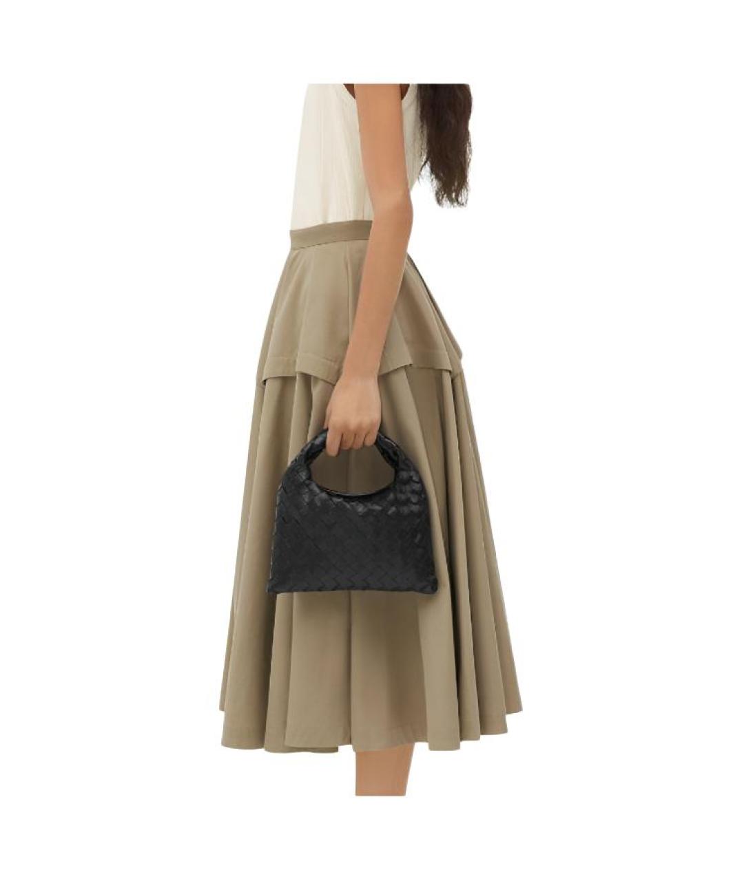 BOTTEGA VENETA Антрацитовая кожаная сумка через плечо, фото 4