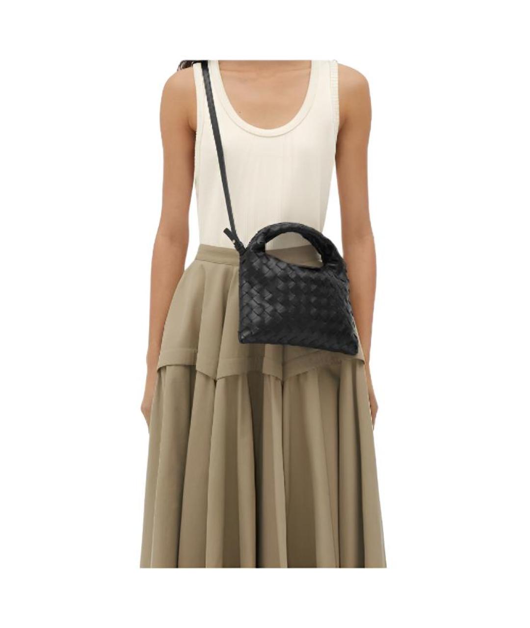 BOTTEGA VENETA Антрацитовая кожаная сумка через плечо, фото 5