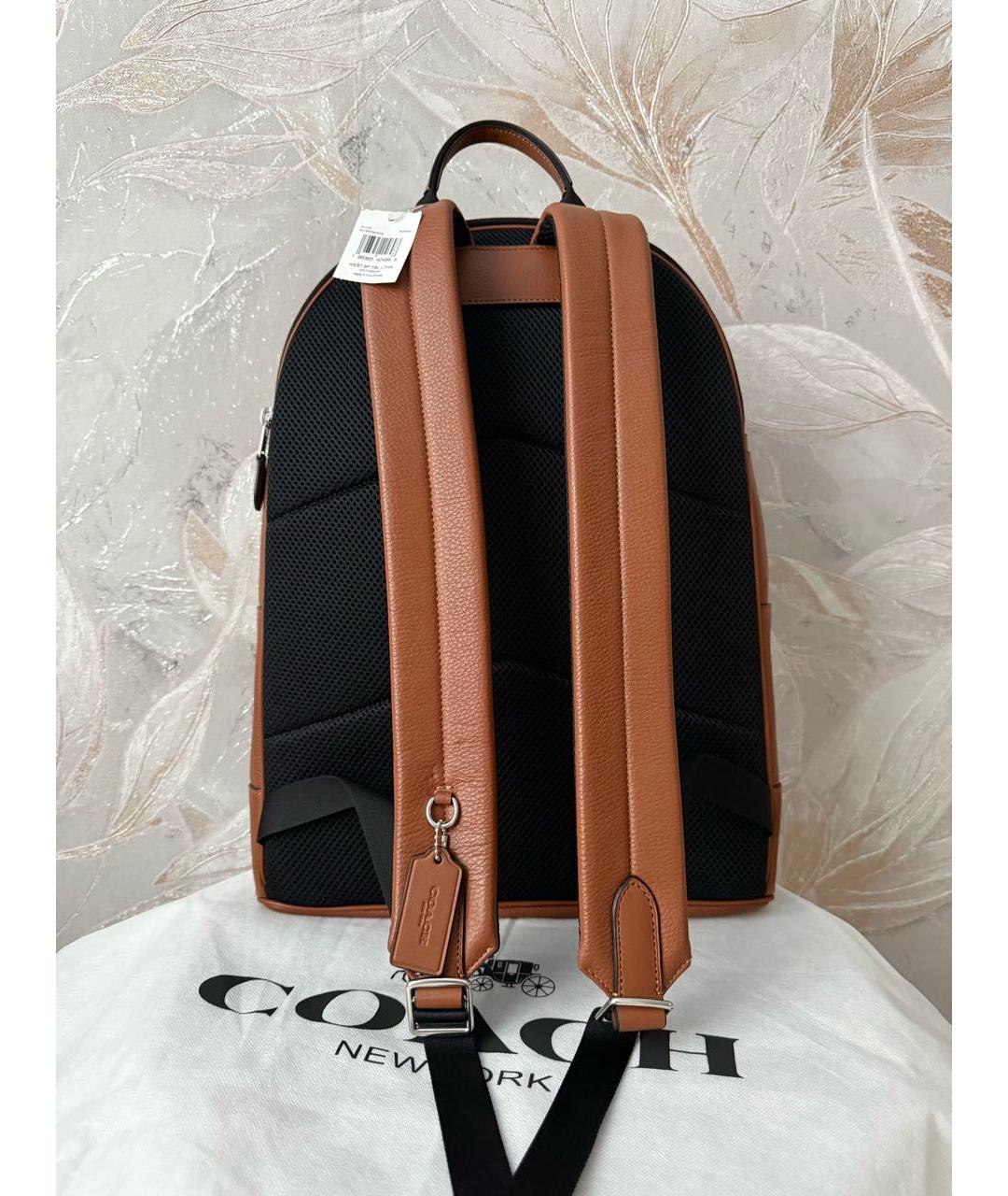 COACH Коричневый кожаный рюкзак, фото 4