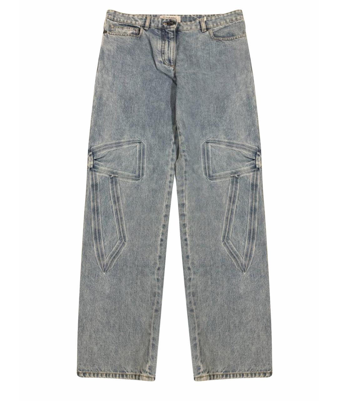 CHANEL Синие хлопковые прямые джинсы, фото 1