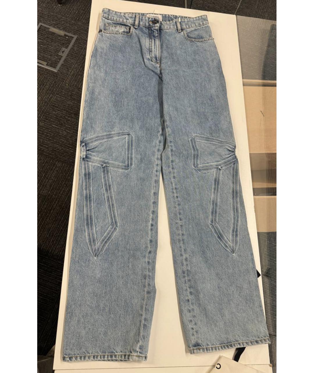 CHANEL Синие хлопковые прямые джинсы, фото 3