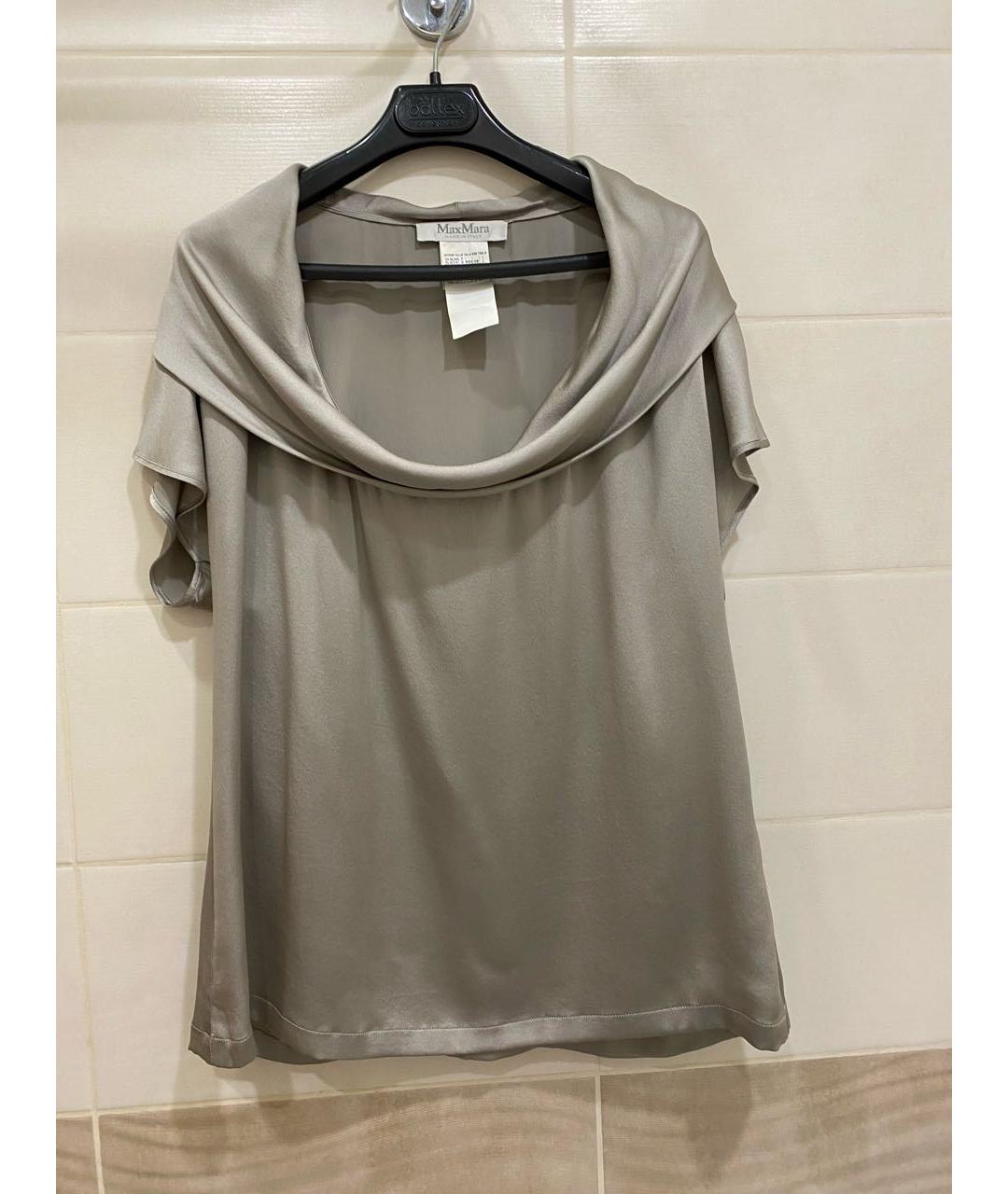 MAX MARA Антрацитовая шелковая блузы, фото 9