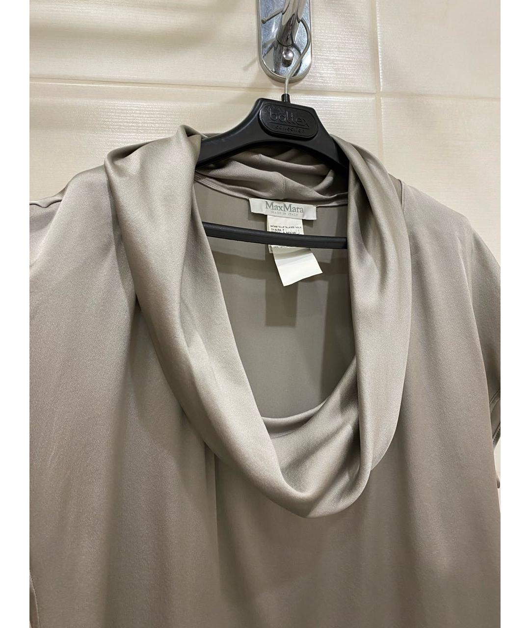 MAX MARA Антрацитовая шелковая блузы, фото 7