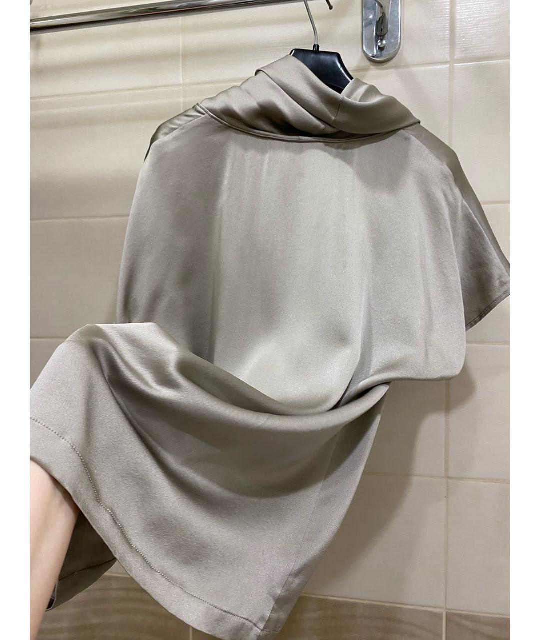 MAX MARA Антрацитовая шелковая блузы, фото 4