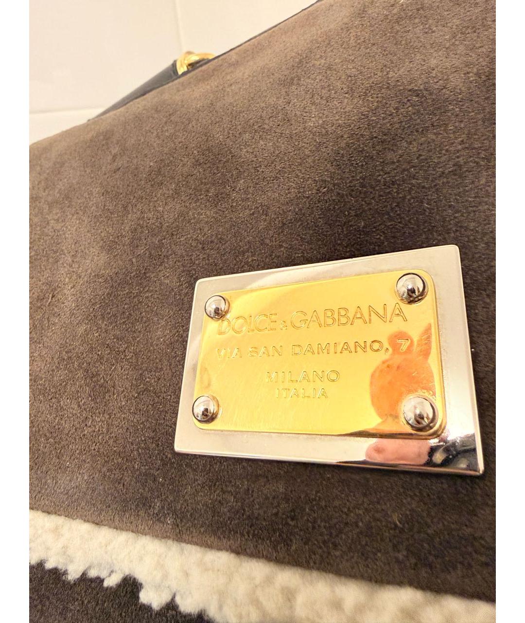 DOLCE&GABBANA Коричневая замшевая сумка с короткими ручками, фото 4