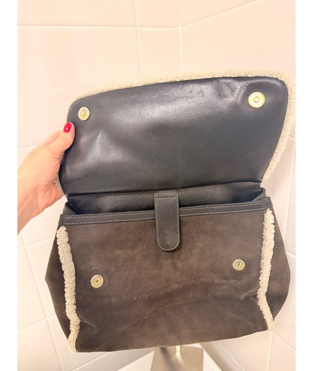 DOLCE&GABBANA Коричневая замшевая сумка с короткими ручками, фото 5