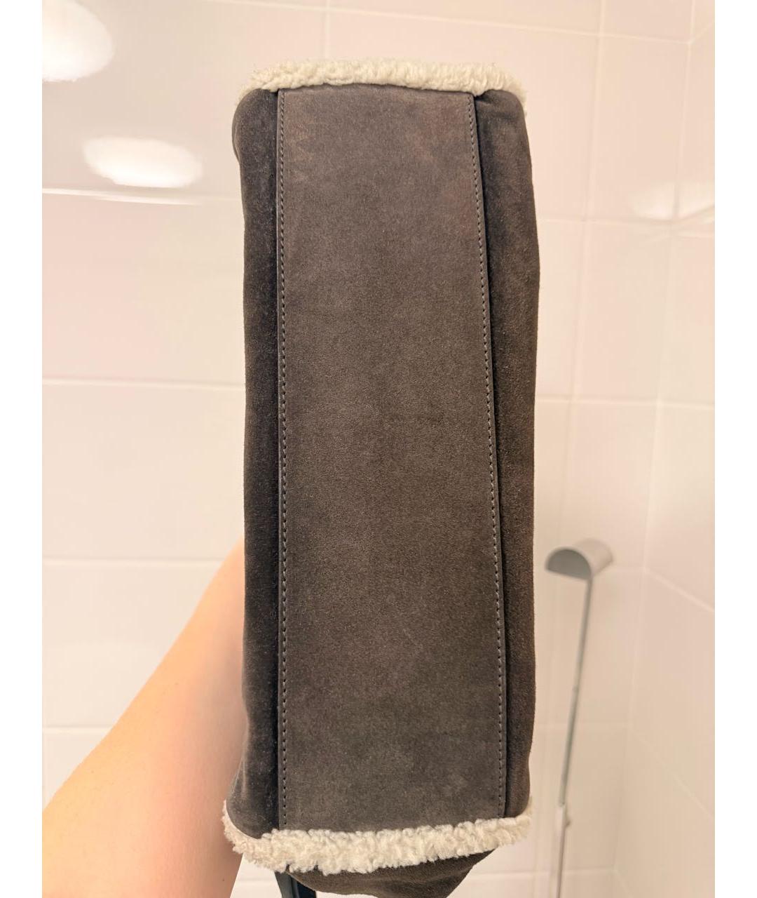 DOLCE&GABBANA Коричневая замшевая сумка с короткими ручками, фото 3