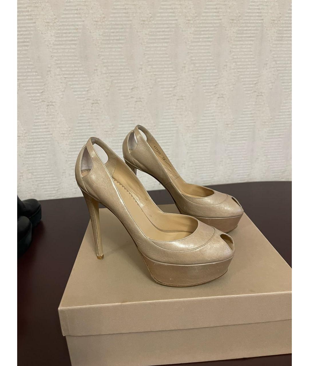 EMPORIO ARMANI Бежевые кожаные туфли, фото 6