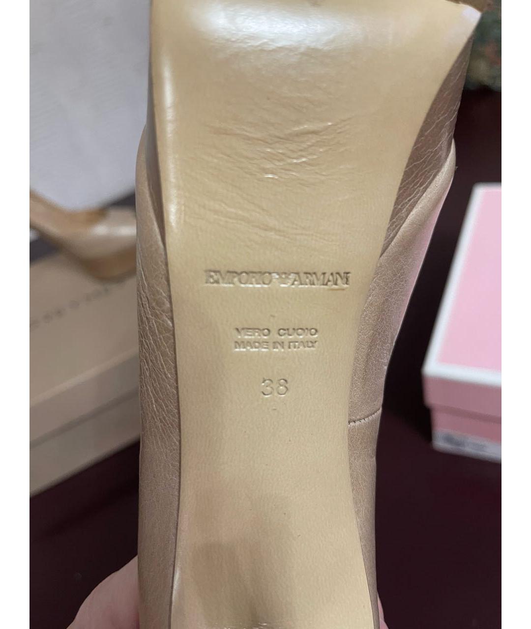 EMPORIO ARMANI Бежевые кожаные туфли, фото 4