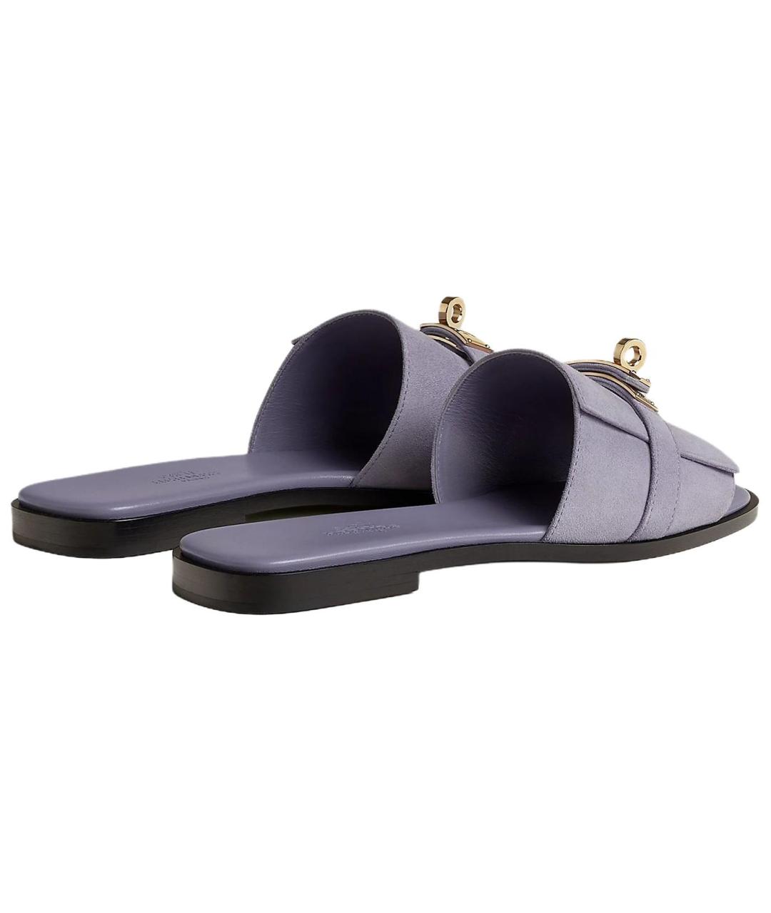 HERMES Фиолетовые замшевые сандалии, фото 3