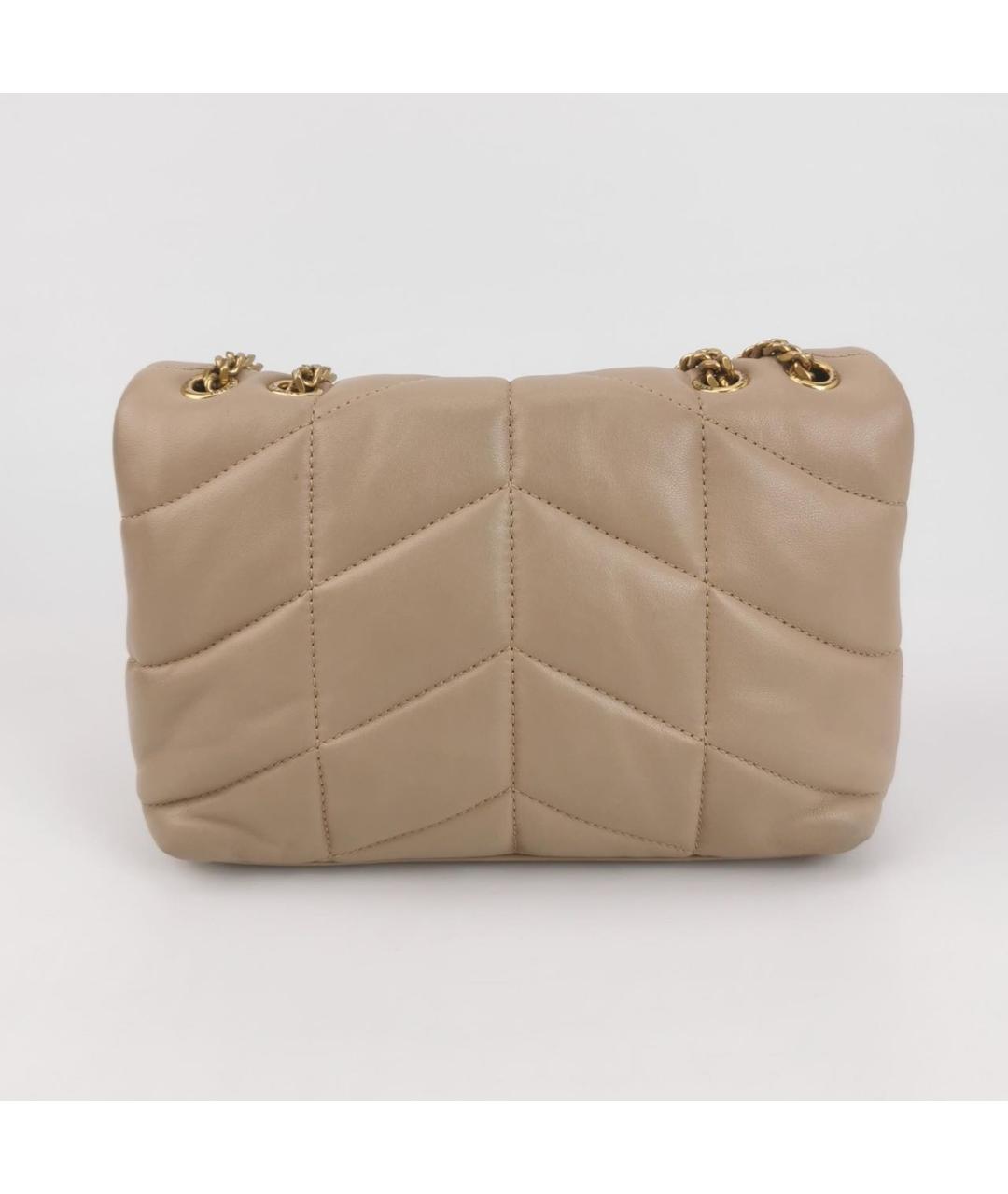 SAINT LAURENT Бежевая кожаная сумка через плечо, фото 4