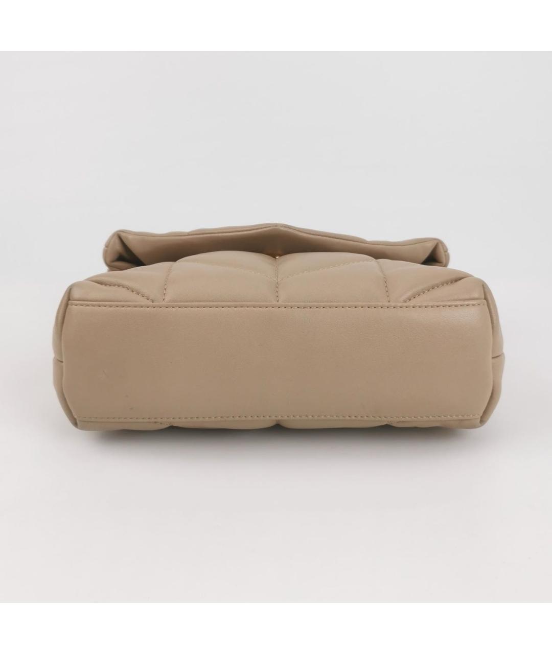 SAINT LAURENT Бежевая кожаная сумка через плечо, фото 5