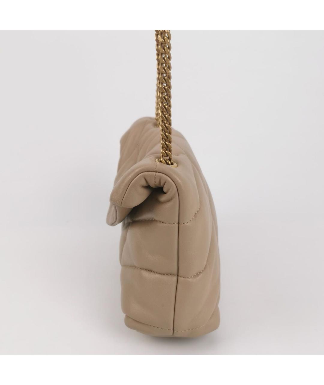 SAINT LAURENT Бежевая кожаная сумка через плечо, фото 2