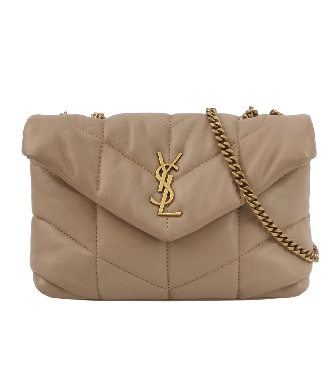 SAINT LAURENT Бежевая кожаная сумка через плечо, фото 1