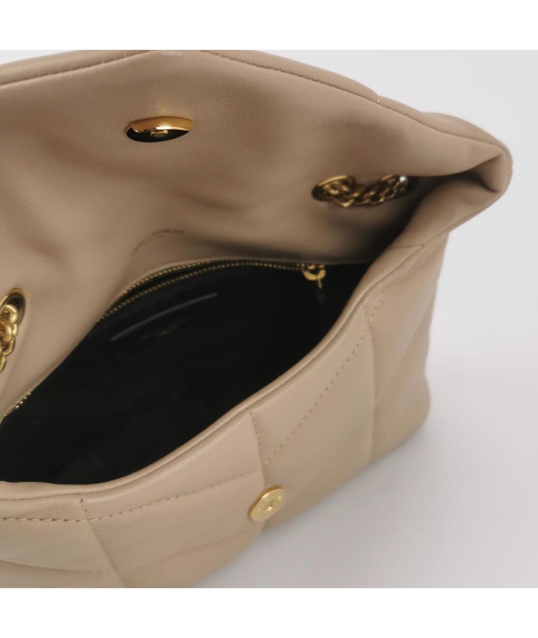 SAINT LAURENT Бежевая кожаная сумка через плечо, фото 6