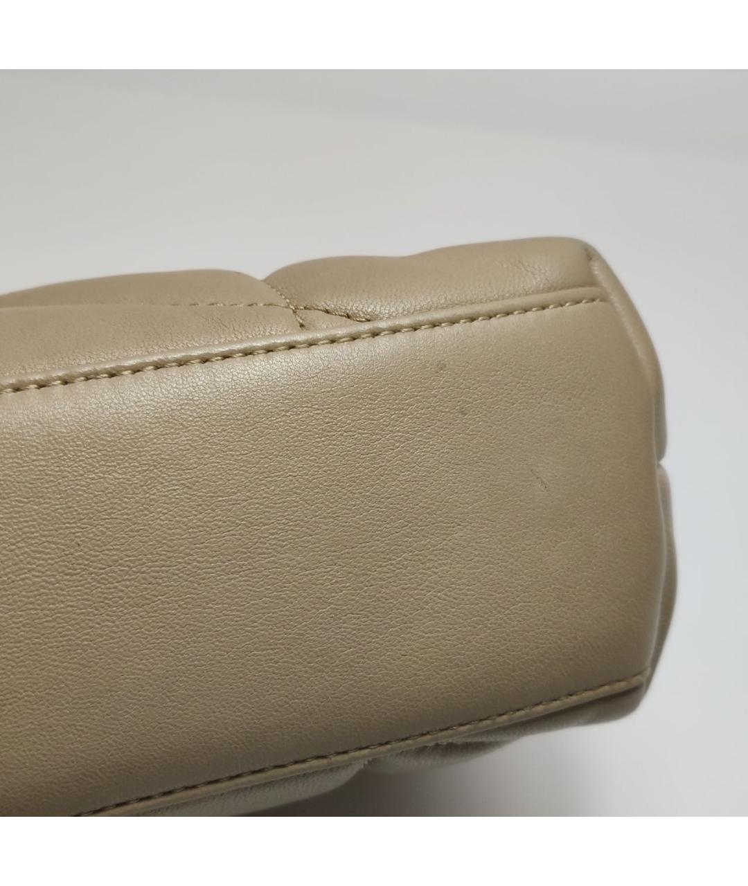 SAINT LAURENT Бежевая кожаная сумка через плечо, фото 8