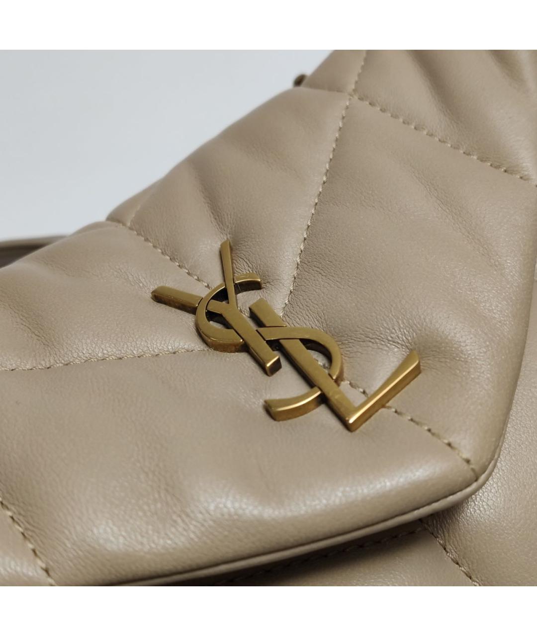 SAINT LAURENT Бежевая кожаная сумка через плечо, фото 7