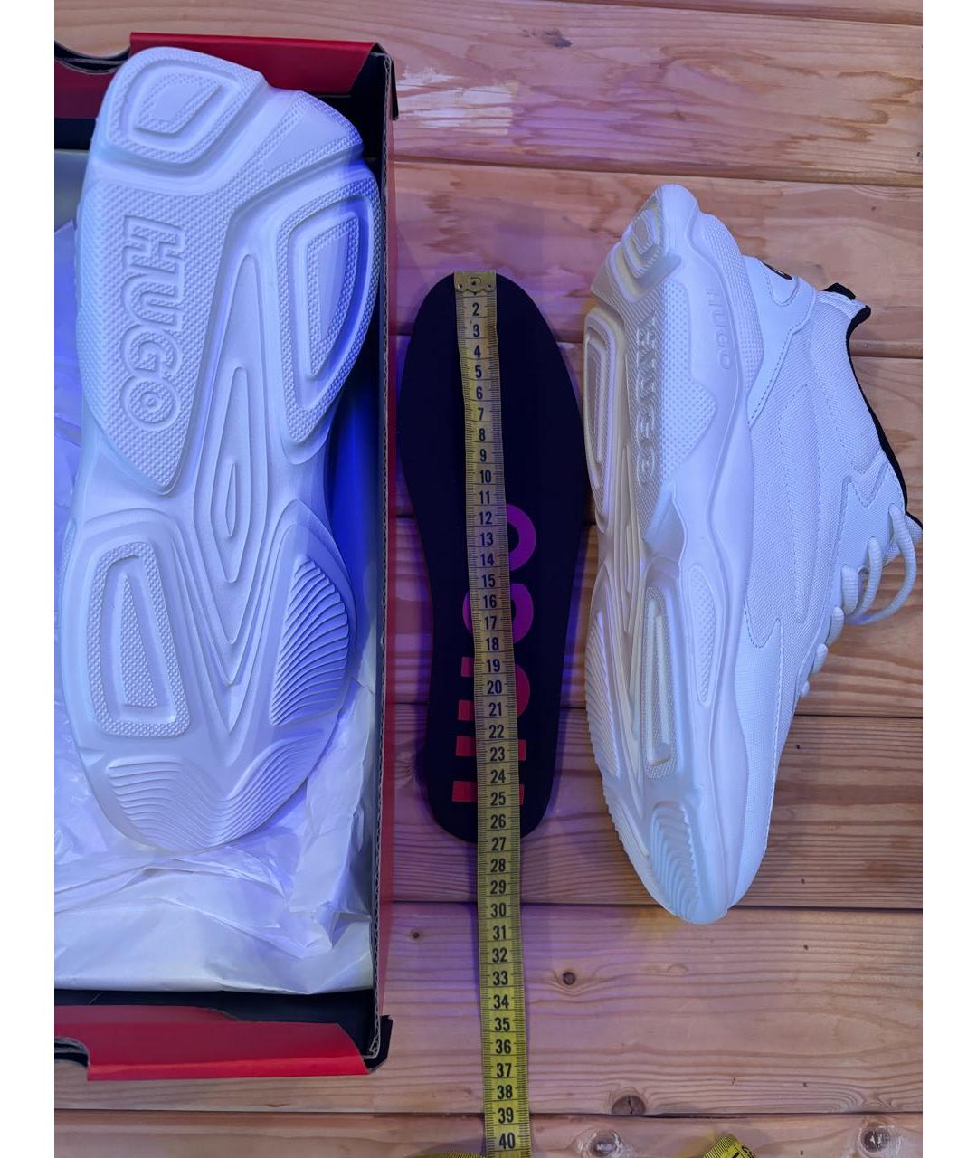 HUGO Белые текстильные низкие кроссовки / кеды, фото 5