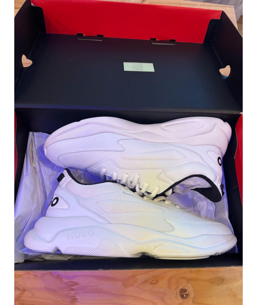 HUGO Белые текстильные низкие кроссовки / кеды, фото 4
