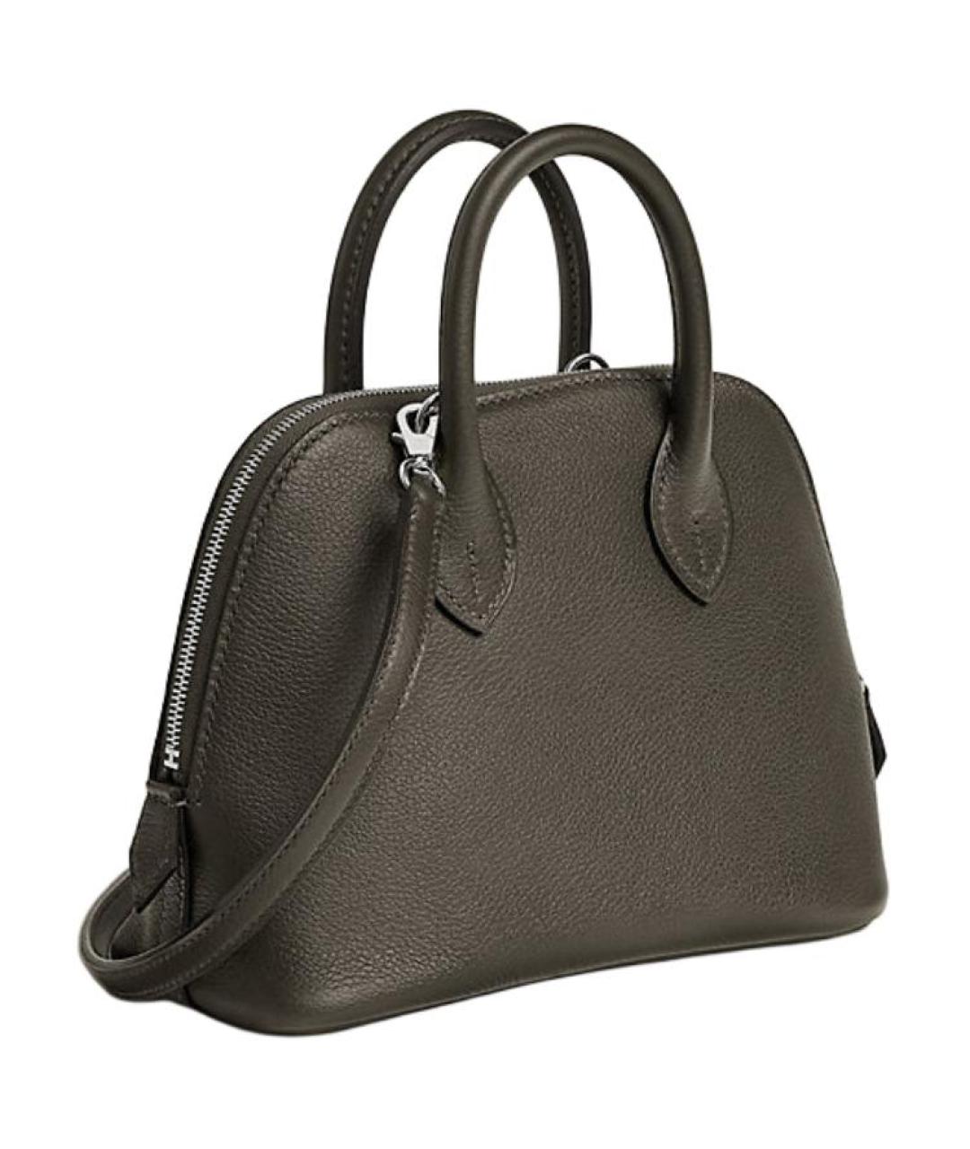 HERMES Хаки кожаная сумка через плечо, фото 3