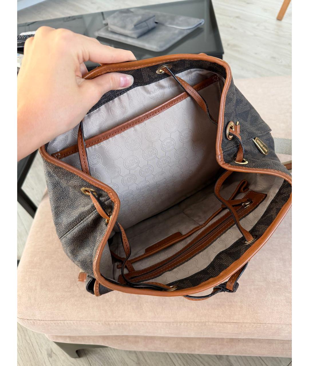 MICHAEL KORS Коричневый кожаный рюкзак, фото 4