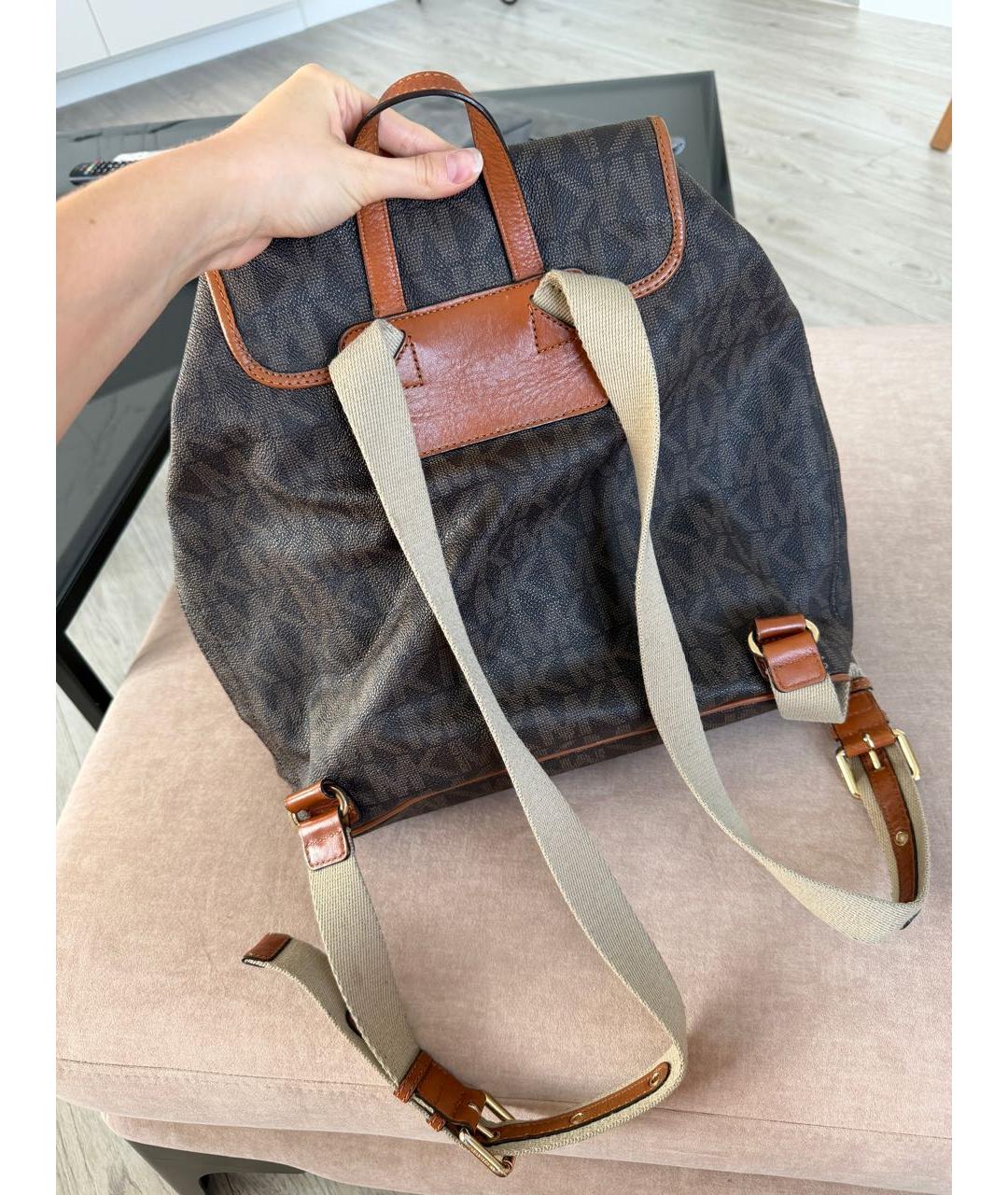 MICHAEL KORS Коричневый кожаный рюкзак, фото 3