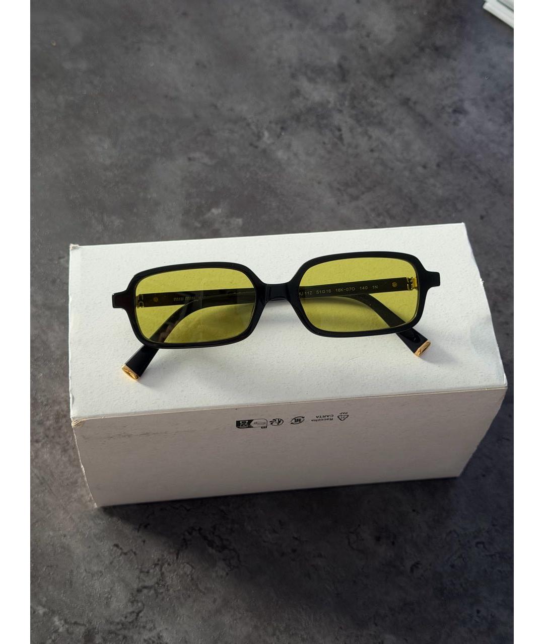 MIU MIU Черные пластиковые солнцезащитные очки, фото 7