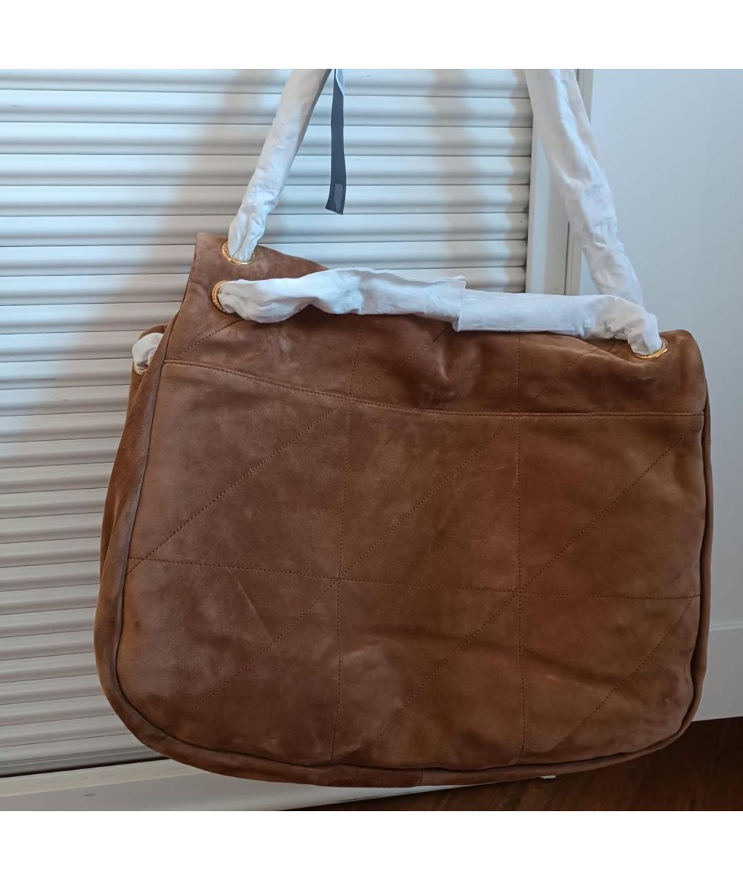 SAINT LAURENT Коричневая замшевая сумка через плечо, фото 3