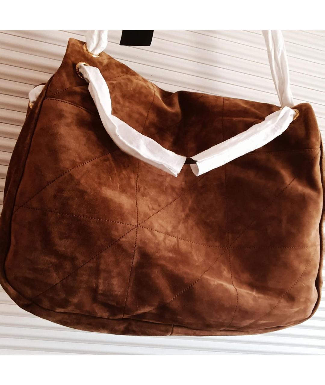SAINT LAURENT Коричневая замшевая сумка через плечо, фото 6