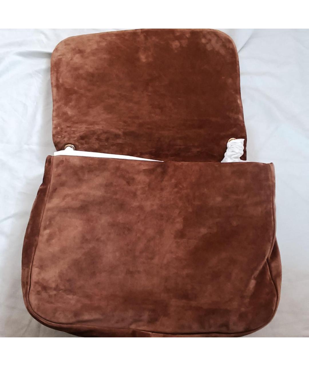 SAINT LAURENT Коричневая замшевая сумка через плечо, фото 5