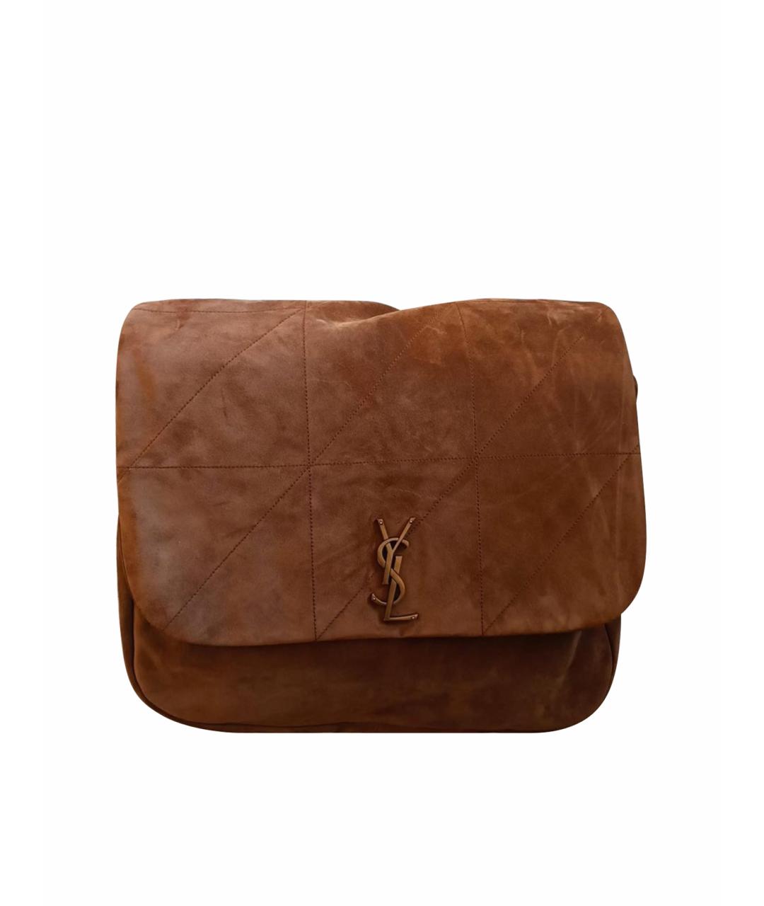 SAINT LAURENT Коричневая замшевая сумка через плечо, фото 1