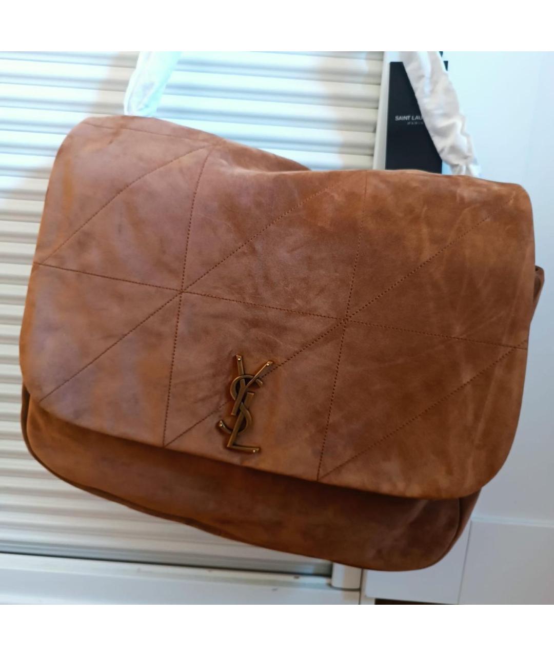 SAINT LAURENT Коричневая замшевая сумка через плечо, фото 2