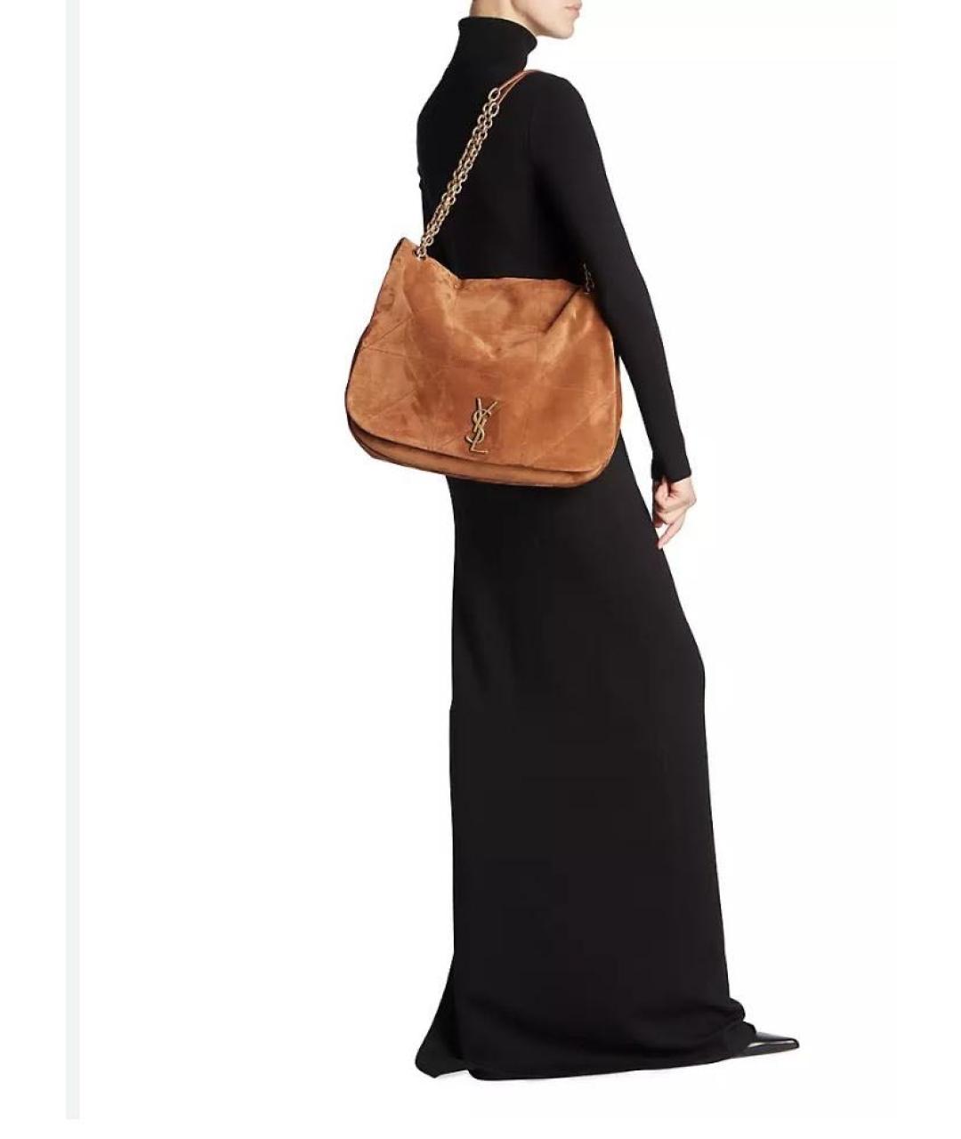 SAINT LAURENT Коричневая замшевая сумка через плечо, фото 8