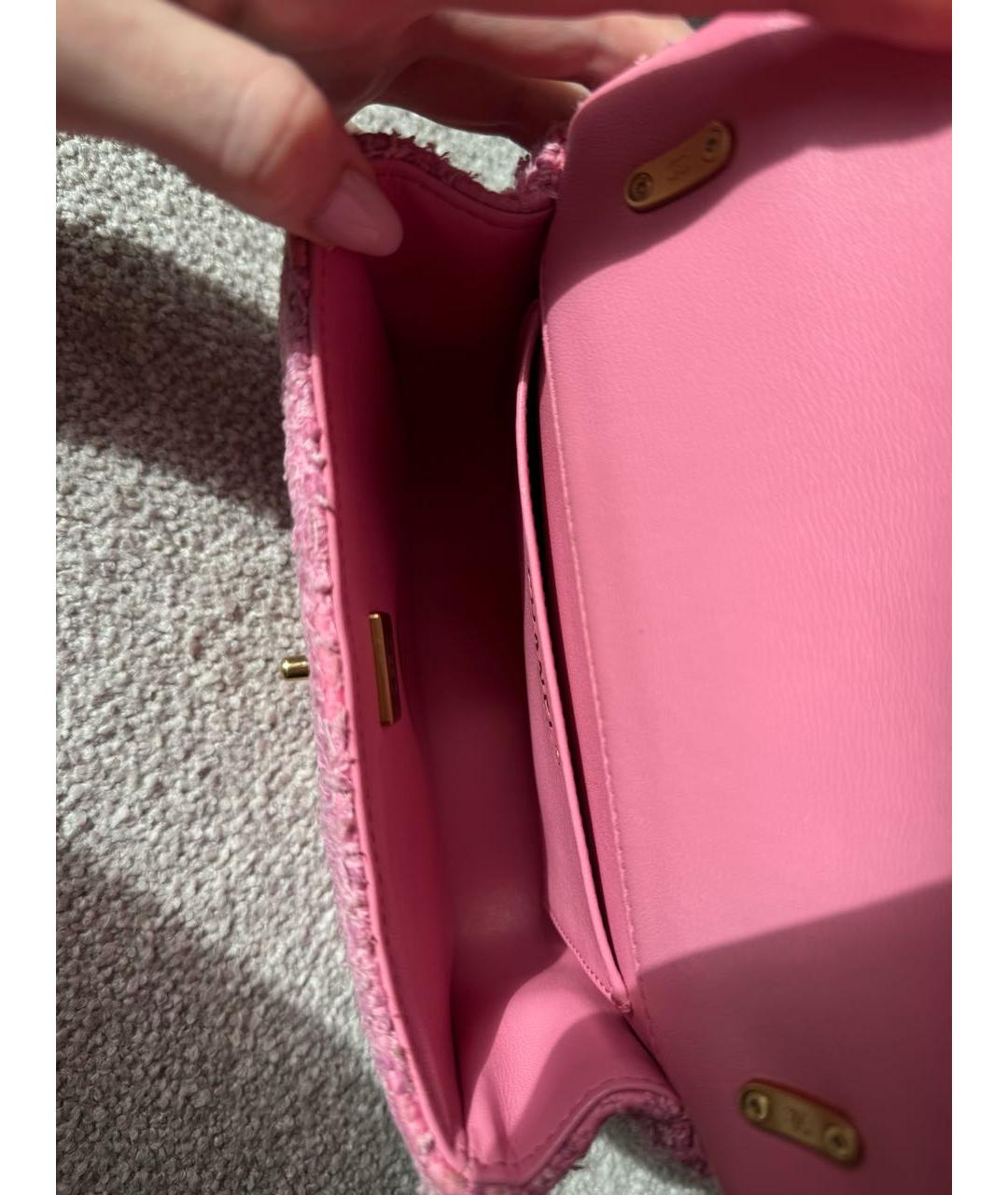 CHANEL Розовая твидовая сумка через плечо, фото 5