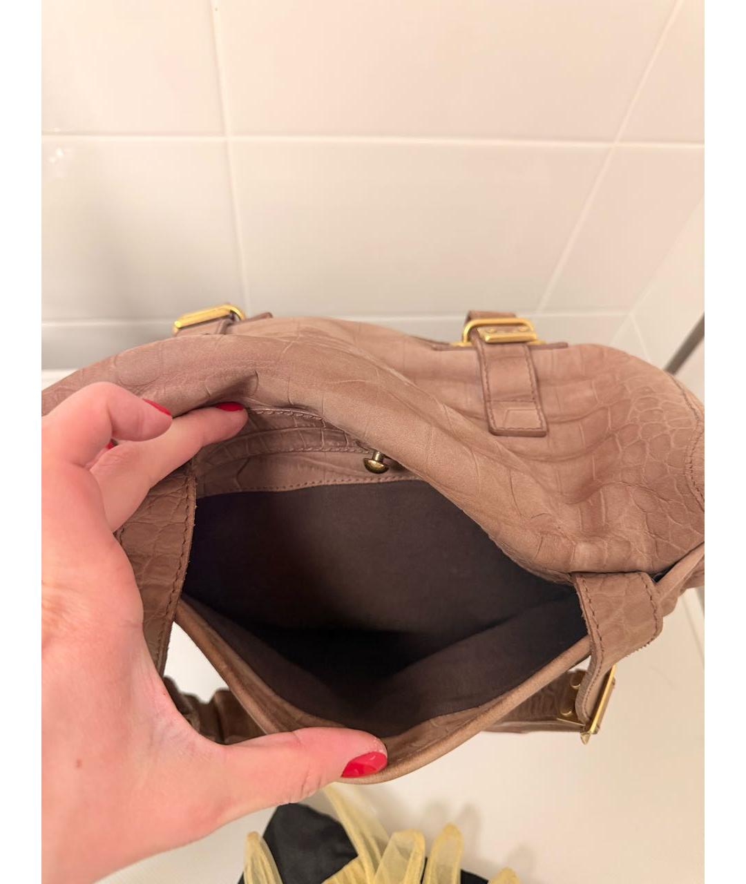 SAINT LAURENT Бежевая сумка с короткими ручками, фото 6