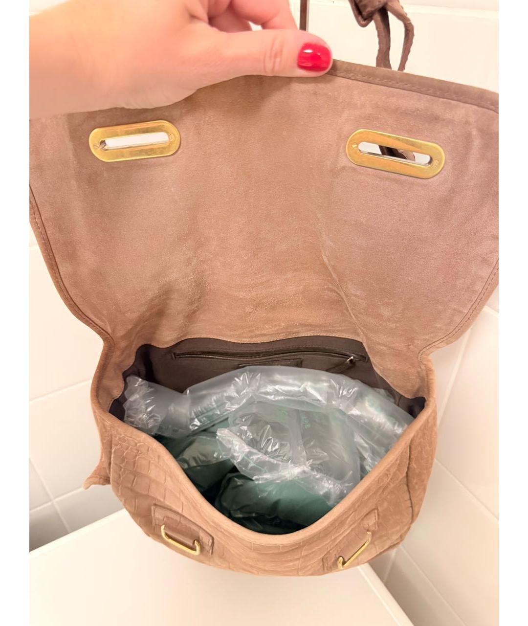 SAINT LAURENT Бежевая сумка с короткими ручками, фото 7