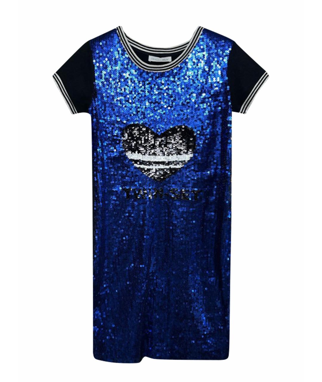 TWIN-SET Синее хлопковое повседневное платье, фото 1