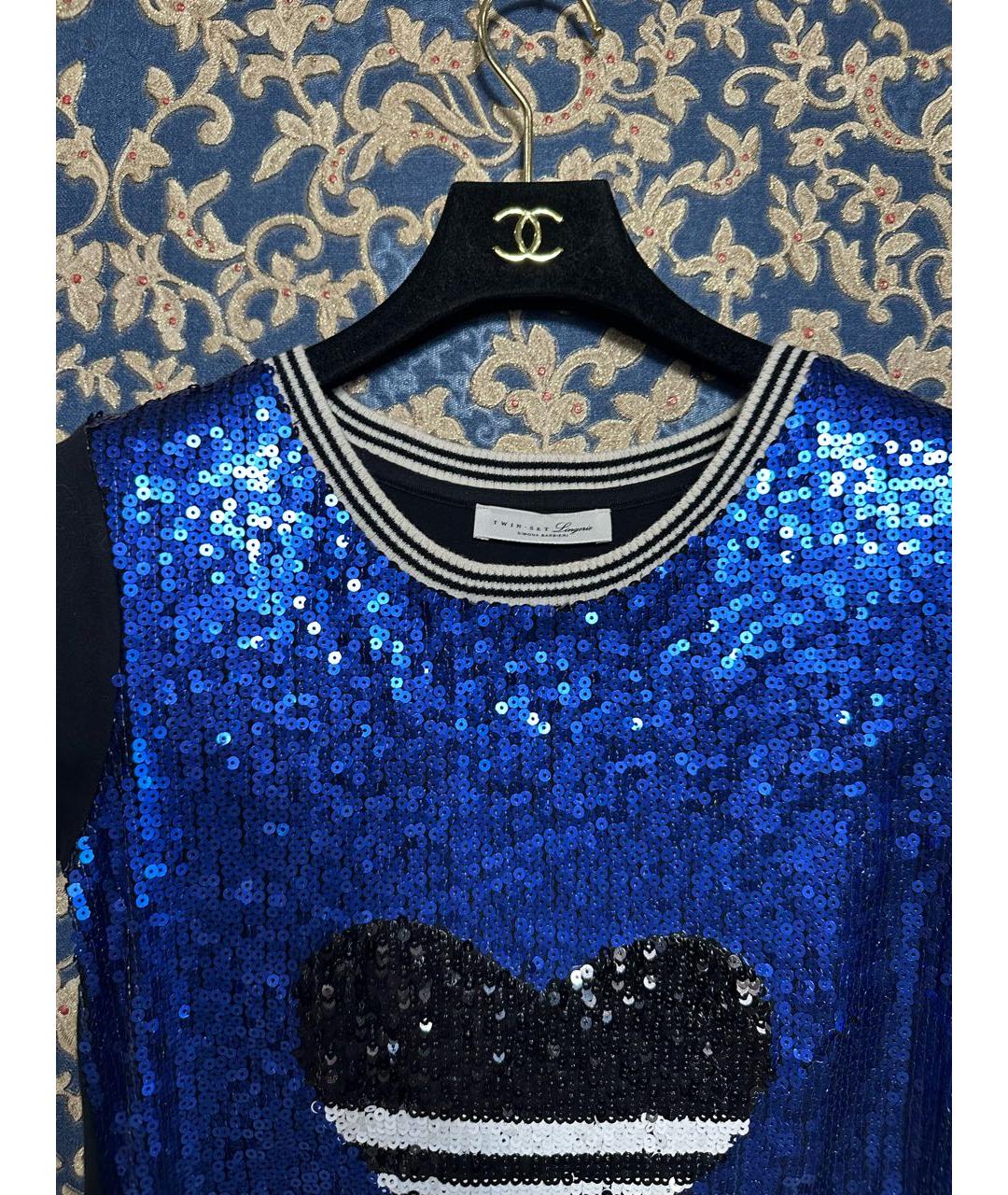 TWIN-SET Синее хлопковое повседневное платье, фото 4