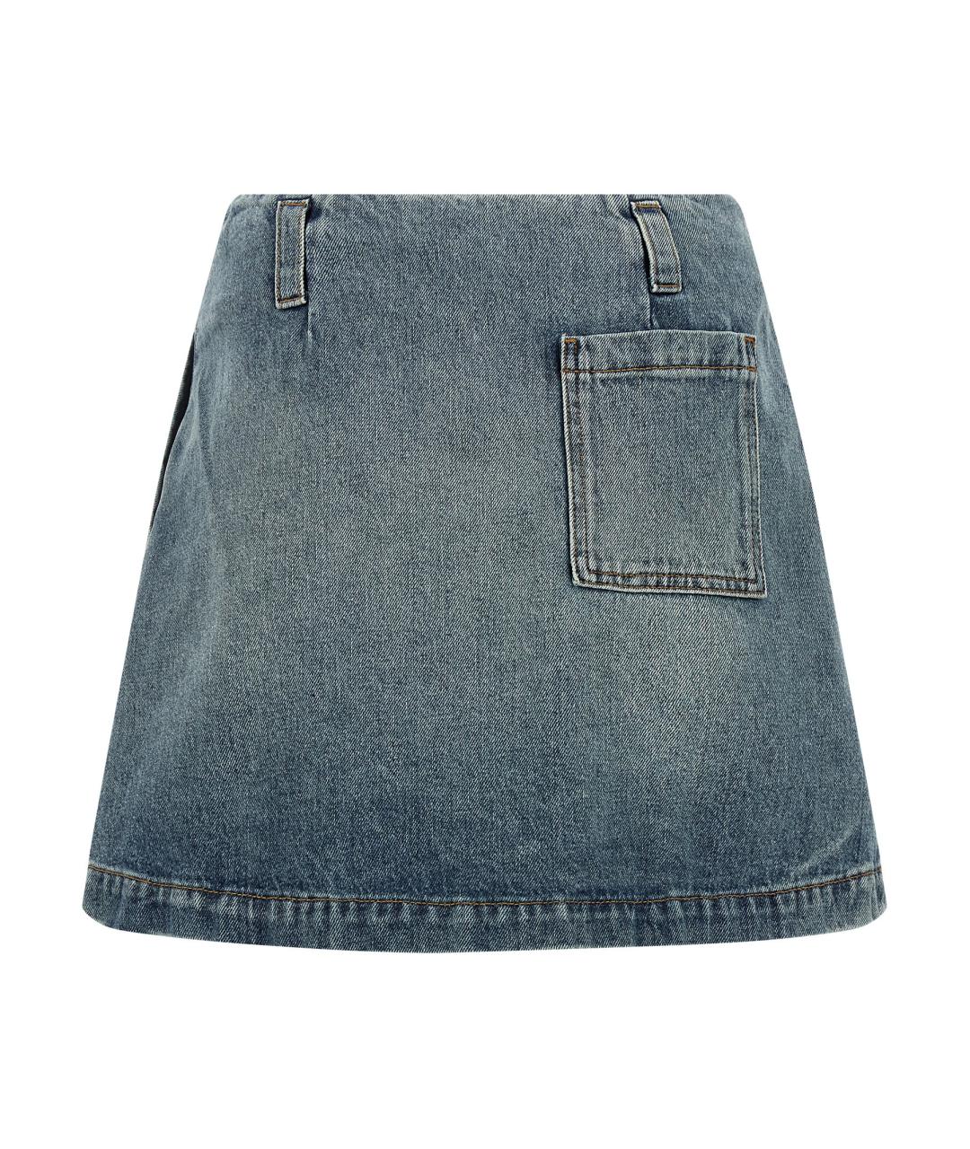 LOEWE Голубая хлопковая юбка мини, фото 2