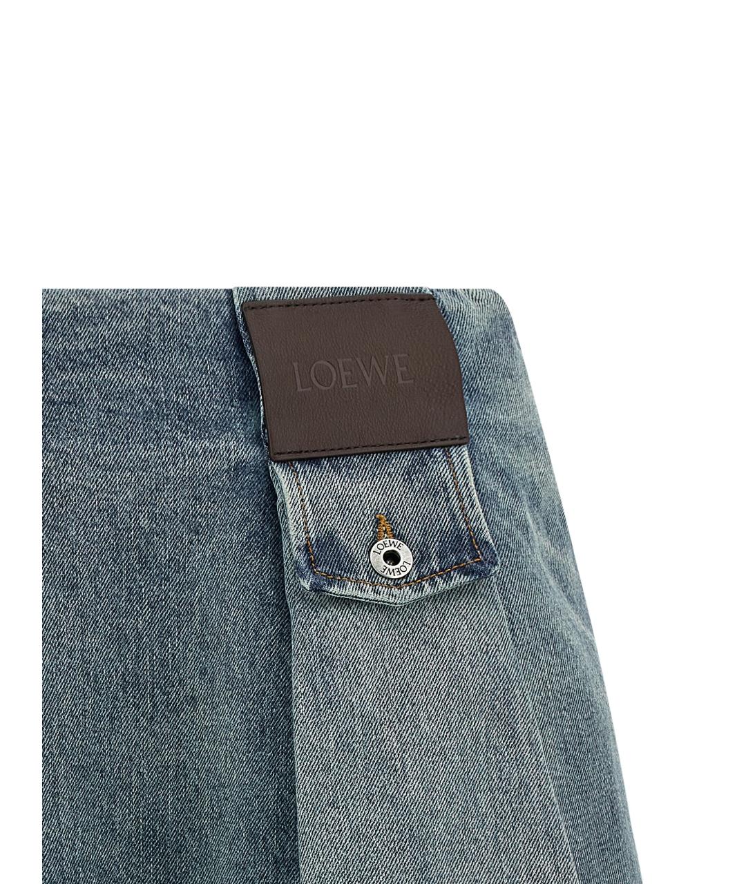 LOEWE Голубая хлопковая юбка мини, фото 3