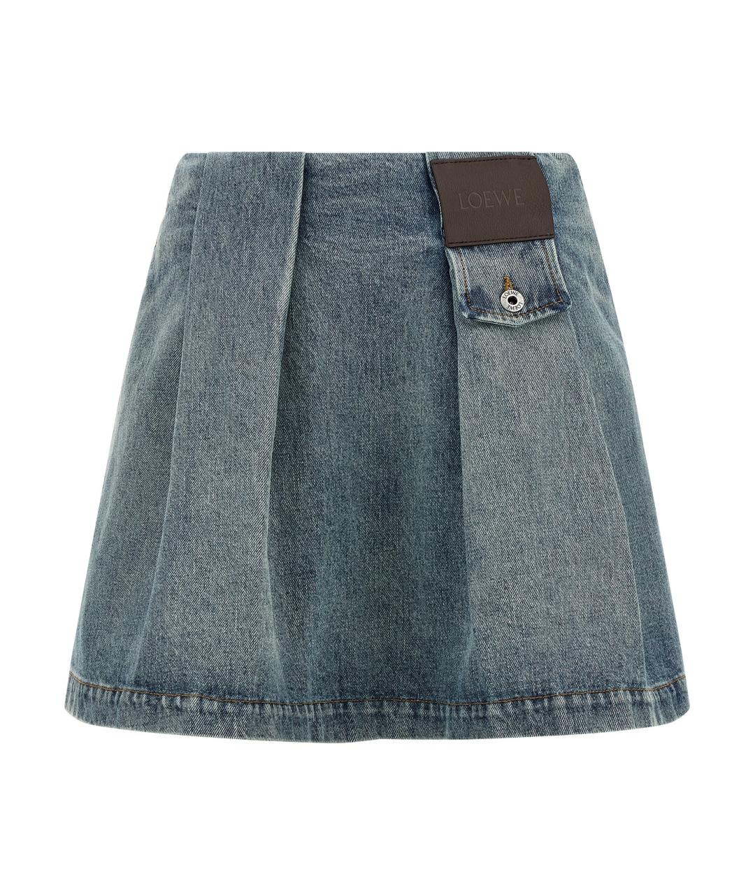LOEWE Голубая хлопковая юбка мини, фото 1