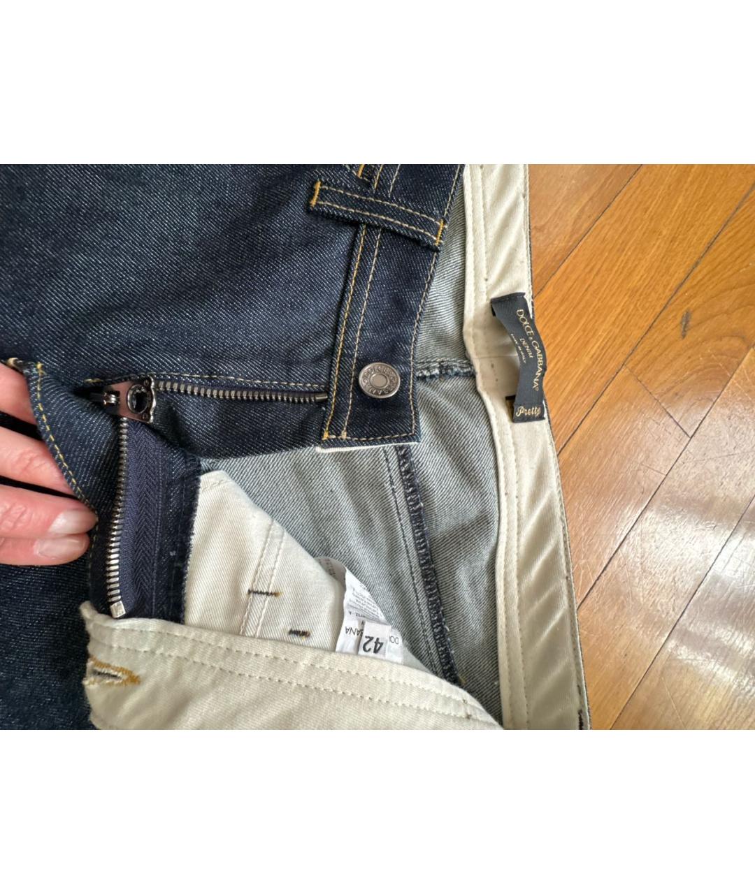 DOLCE&GABBANA Синие хлопко-эластановые джинсы слим, фото 6