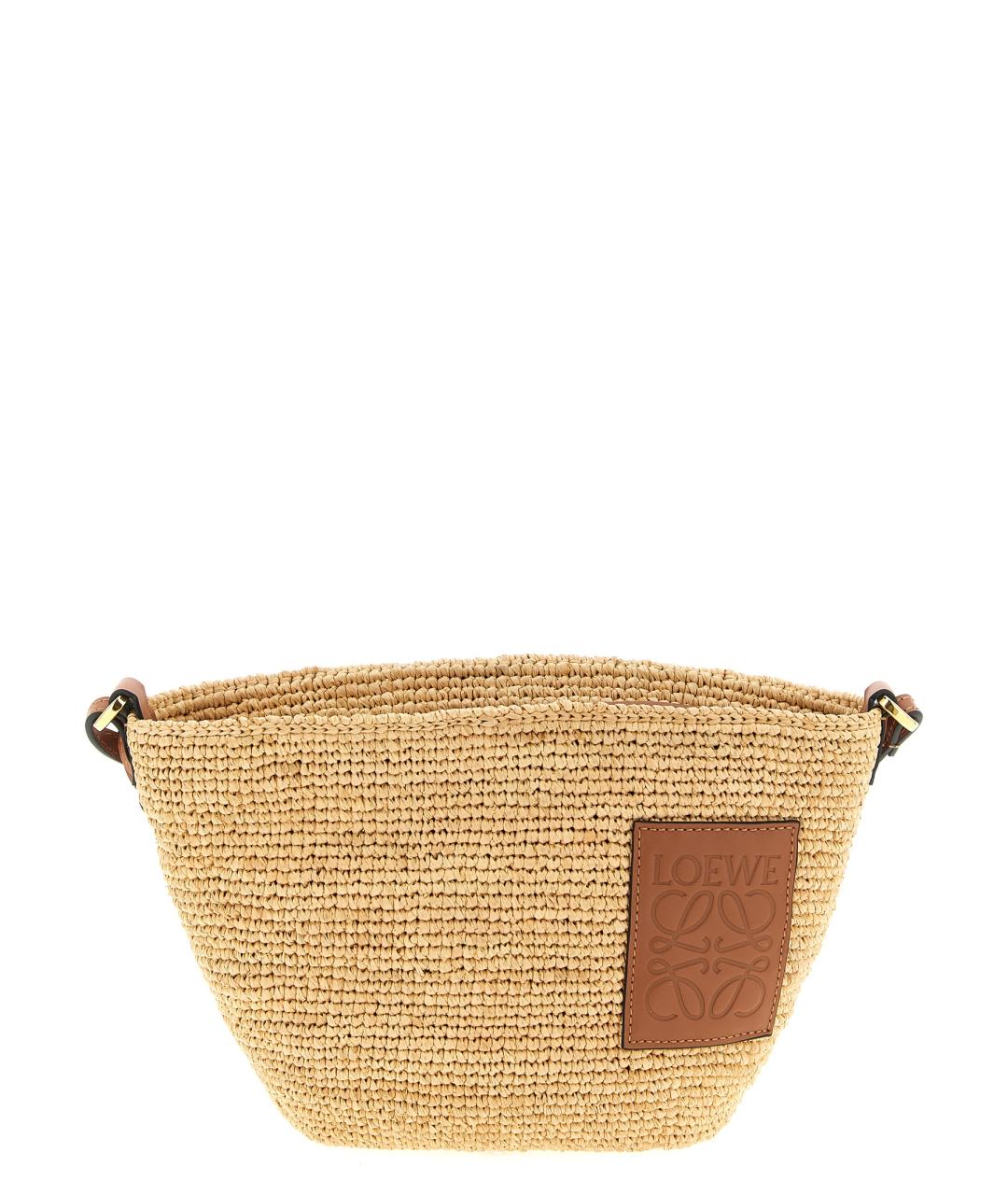 LOEWE Бежевая пелетеная сумка через плечо, фото 1