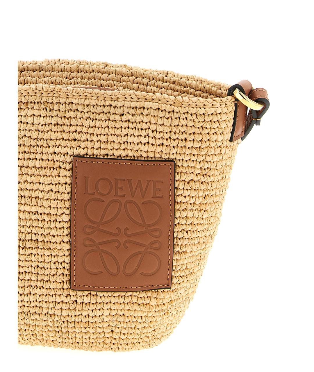 LOEWE Бежевая пелетеная сумка через плечо, фото 3