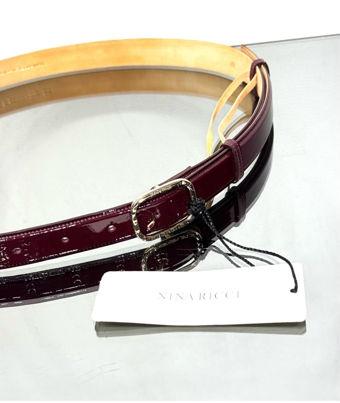 NINA RICCI Бордовый ремень из лакированной кожи, фото 3