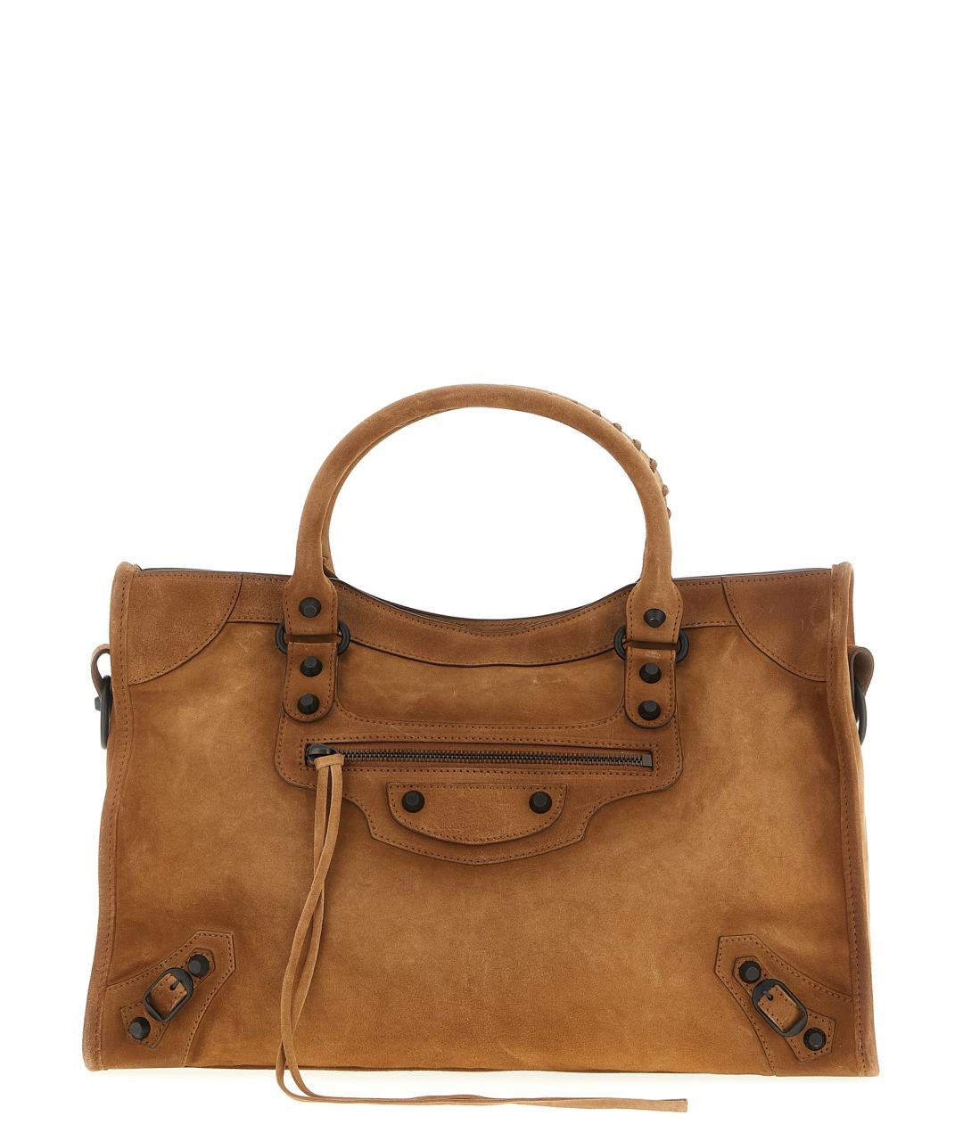 BALENCIAGA Коричневая кожаная сумка тоут, фото 1